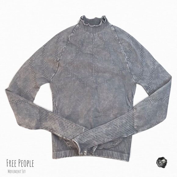 FP MOVEMENT GOOD KARMA SET: HIGH-NECK LAYERING TOP + 7/8 LEGGINGS ICE GREY XS/S - Picture 5 of 8